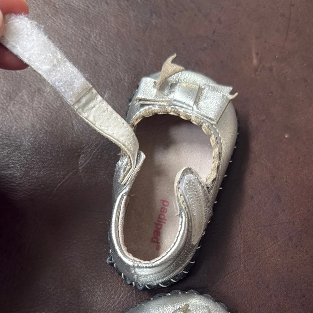 Pediped Betty Marry Jane Toddler Girl Size 0-6 Formal Dress Flats Silver